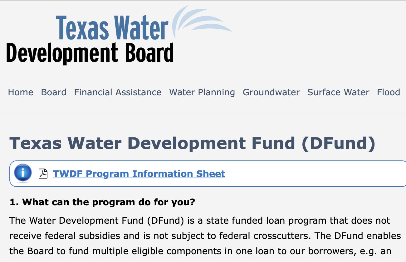 Texas Water Development Fund (DFund)